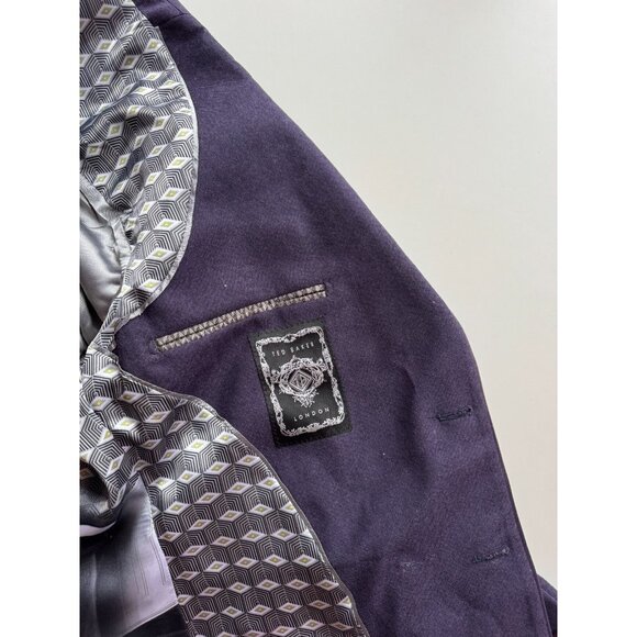 Men's TED BAKER Cezannj Purple 100% Wool Flannel Blazer Suit Jacket, 42L - Picture 12 of 16